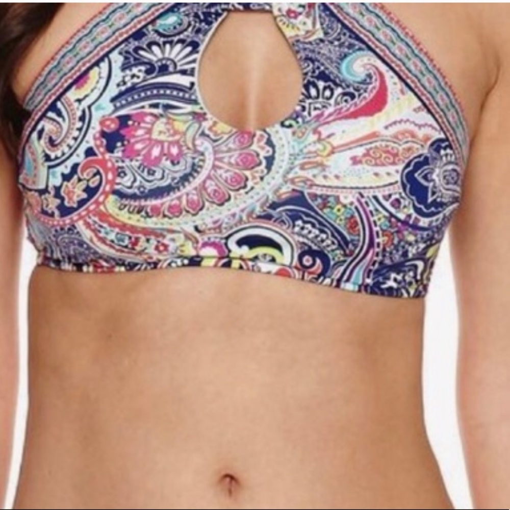 NWT Liz Claiborne Swim Paisley Halter Bikini Top Size 14